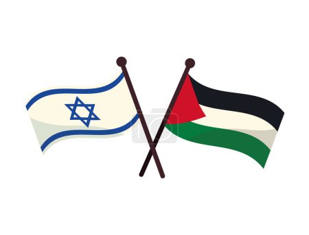 Ilustración de Israel y Palestina banderas cruzadas diseño - Imagen libre de derechos