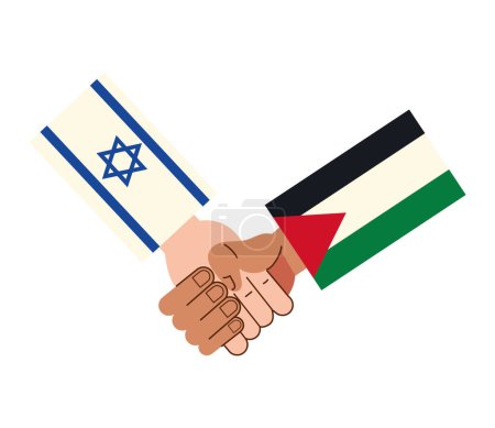 Ilustración de Banderas de Israel y Palestina en diseño de apretón de manos - Imagen libre de derechos