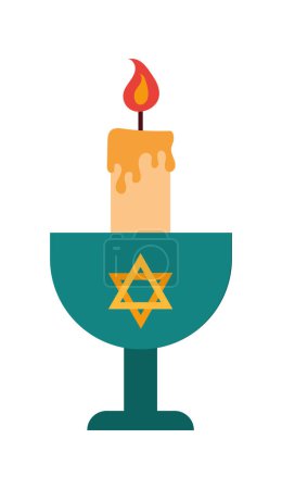 Téléchargez les illustrations : Bougie juive illustration vecteur isolé - en licence libre de droit