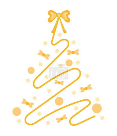 Ilustración de Navidad árbol dorado brillante vector aislado - Imagen libre de derechos