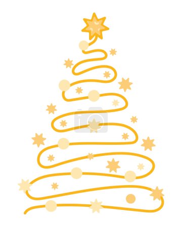 Téléchargez les illustrations : Arbre d'or de Noël vecteur illustration lumineux isolé - en licence libre de droit