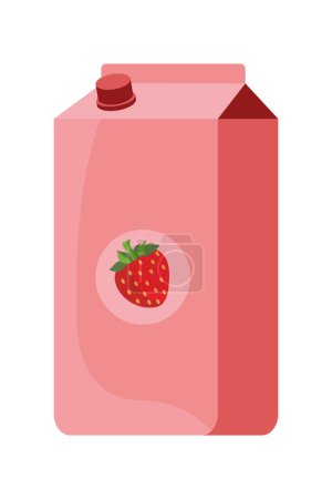 Ilustración de Tetra pack caja de fresas vector de leche aislado - Imagen libre de derechos