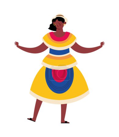 Illustration for Petronio alvarez festival woman vector isolated - Royalty Free Image