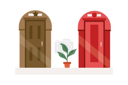 Illustration for Door choice and plant vector isolated - Royalty Free Image