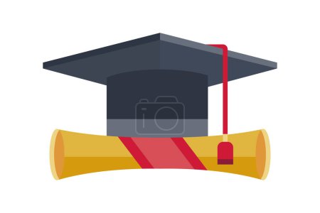 Illustration for Graduation diploma and hat vector isolated - Royalty Free Image
