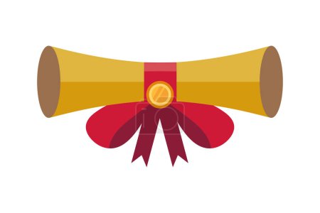 Illustration for Graduation diploma with ribbon vector isolated - Royalty Free Image