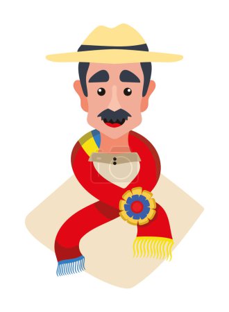 Illustration for Colombian farmer illustration vector isolated - Royalty Free Image