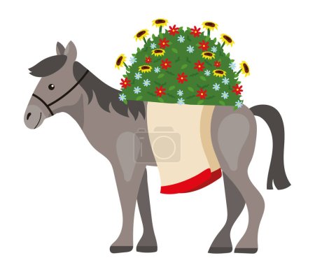 Illustration for Feria de las flores donkey vector isolated - Royalty Free Image