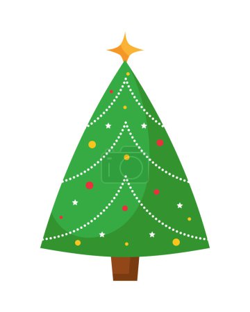 Illustration for Christmas tree and star illustration isolated - Royalty Free Image