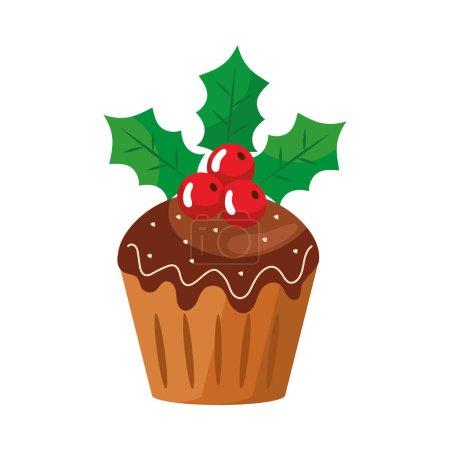 Téléchargez les illustrations : Cupcake dessert de Noël illustration isolée - en licence libre de droit