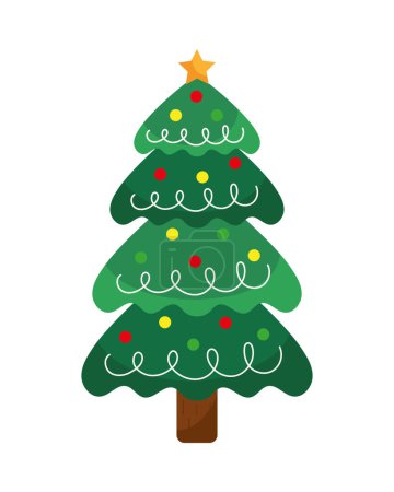 Illustration for Christmas tree and baubles illustration isolated - Royalty Free Image