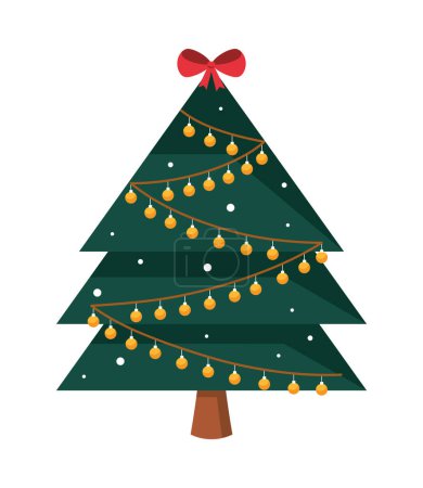 Ilustración de Árbol de Navidad y bolas de oro aislados - Imagen libre de derechos