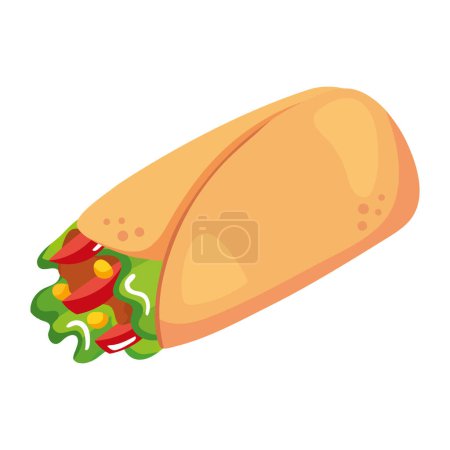 Téléchargez les illustrations : Burrito alimentaire mexicain illustration design - en licence libre de droit
