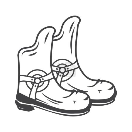 Ilustración de Vaquero mano dibujar botas vector aislado - Imagen libre de derechos