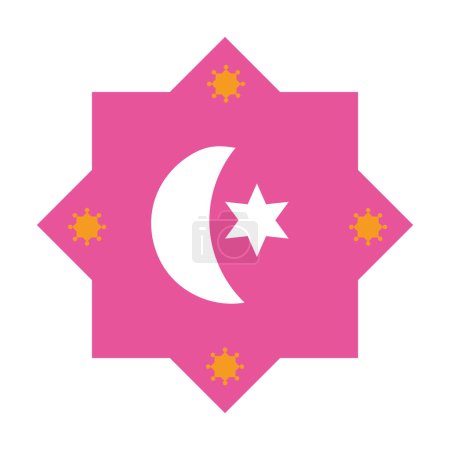 Téléchargez les illustrations : Étoile islamique rose avec vecteur lunaire isolé - en licence libre de droit
