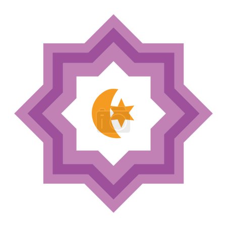 Ilustración de Estrella islámica púrpura con vector lunar aislado - Imagen libre de derechos