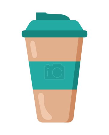 Téléchargez les illustrations : Tasse de café réutilisable eco vecteur isolé - en licence libre de droit