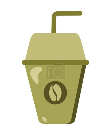 Téléchargez les illustrations : Tasse à café réutilisable vecteur vert isolé - en licence libre de droit