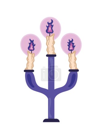 Téléchargez les illustrations : Bougies violet halloween vecteur isolé - en licence libre de droit
