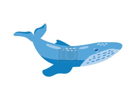 Téléchargez les illustrations : Humpback Sealife bleu vecteur de conception isolé - en licence libre de droit
