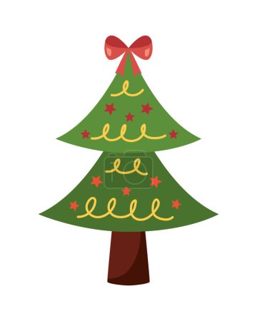Illustration for Christmas tree with bow vector isolated - Royalty Free Image
