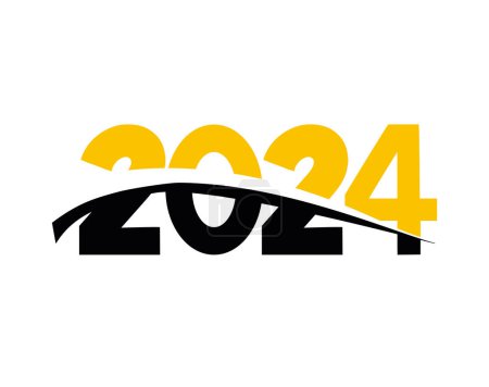 Illustration for 2024 number in yellow and black design illustration - Royalty Free Image