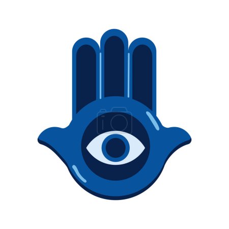 Téléchargez les illustrations : Hamsa bleu avec vecteur d'illustration des yeux - en licence libre de droit
