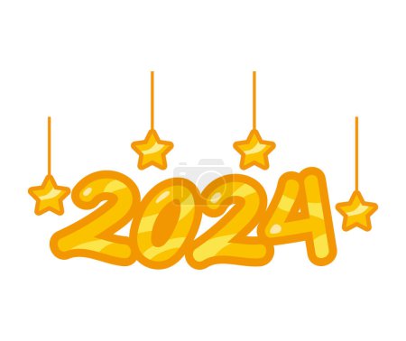 Ilustración de 2024 número nuevo año y estrellas ilustración - Imagen libre de derechos