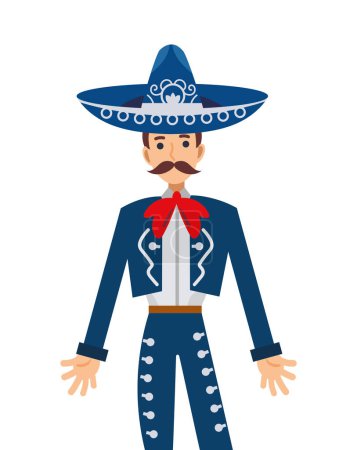 Illustration for Mexico charro with sombrero illustration - Royalty Free Image