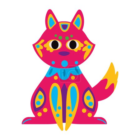 Ilustración de Mexico alebrije arte gato ilustración vector - Imagen libre de derechos