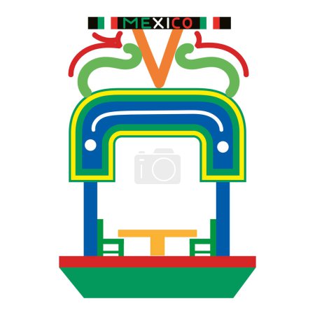 Illustration for Mexico xochimilco trajinera culture illustration isolated - Royalty Free Image