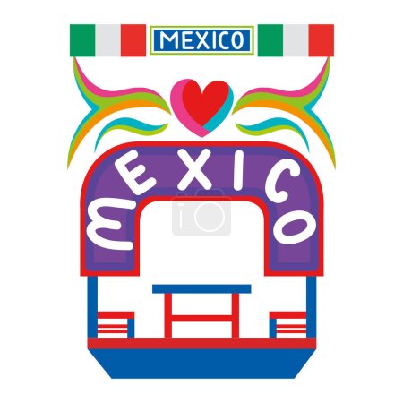 Illustration for Mexico xochimilco trajinera adventure illustration - Royalty Free Image