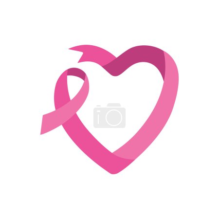 Téléchargez les illustrations : Symbole de sensibilisation au cancer du sein ruban illustration coeur - en licence libre de droit
