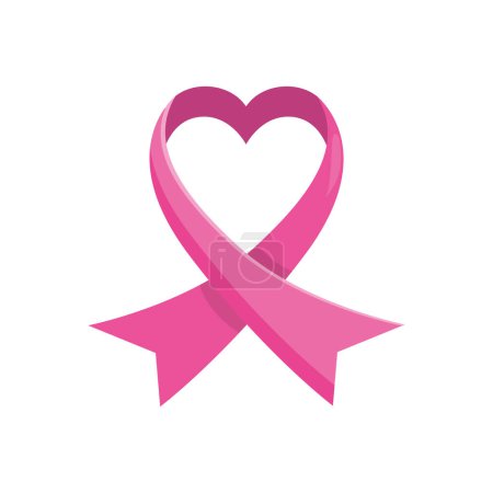Illustration for Breast cancer awareness symbol ribbon heart illustration - Royalty Free Image