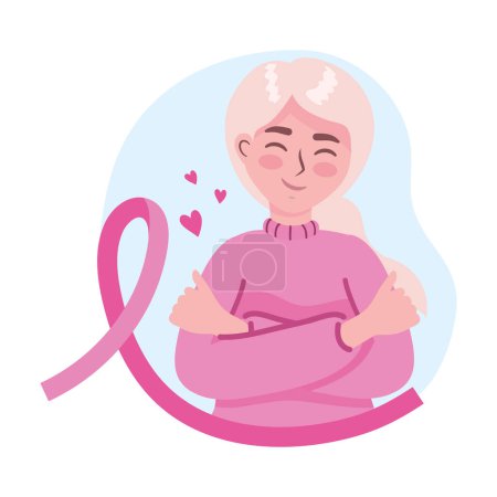 Illustration for Breast cancer awareness blonde woman illustration - Royalty Free Image