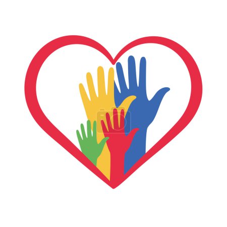 Illustration for Autism hands in a heart illustration - Royalty Free Image