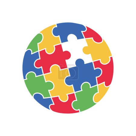 Téléchargez les illustrations : Autisme puzzles forme boule illustration isolé - en licence libre de droit