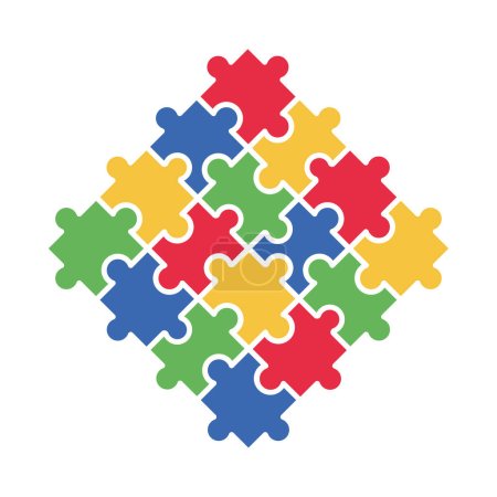 Téléchargez les illustrations : Puzzle autisme pièces illustration isolé - en licence libre de droit