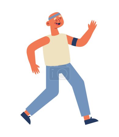 Illustration for Old person active walking vector isolated - Royalty Free Image