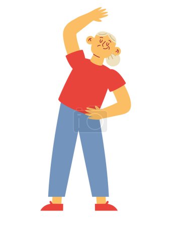 Illustration for Old person active doing stretch vector isolated - Royalty Free Image