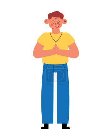 Illustration for Catholic boy praying illustration vector isolated - Royalty Free Image