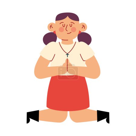 Ilustración de Mujer católica orando vector ilustración aislado - Imagen libre de derechos