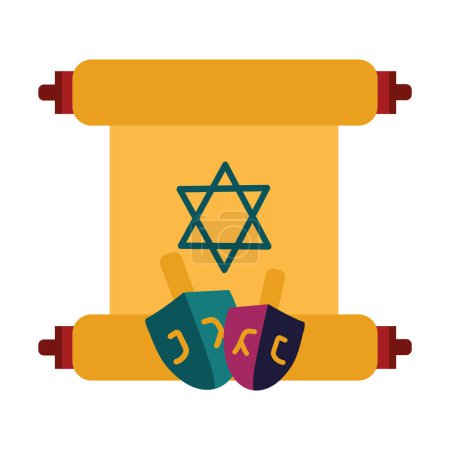 Téléchargez les illustrations : Torah rouleau et dreidels vecteur isolé - en licence libre de droit