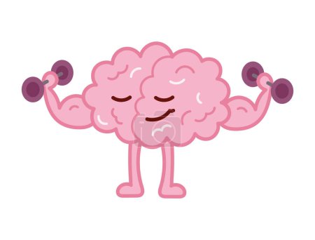 Illustration for Cartoon brain exercising vector isolated - Royalty Free Image