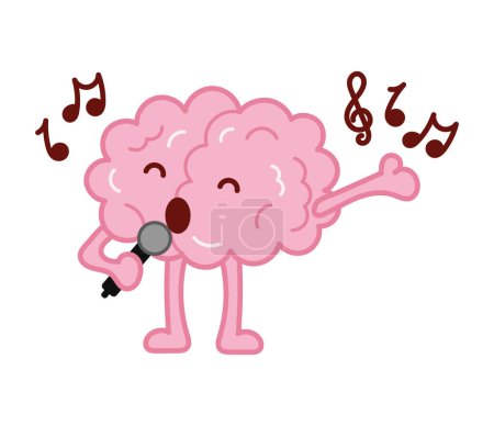 Illustration for Cartoon brain singing vector isolated - Royalty Free Image