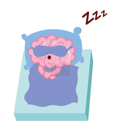Illustration for Cartoon brain sleeping vector isolated - Royalty Free Image