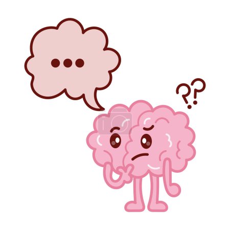 Illustration for Cartoon brain thinking vector isolated - Royalty Free Image