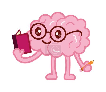 Illustration for Cartoon brain reading vector isolated - Royalty Free Image