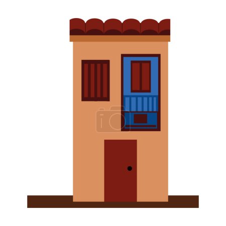 Téléchargez les illustrations : Colombienne maison traditionnelle vecteur isolé - en licence libre de droit