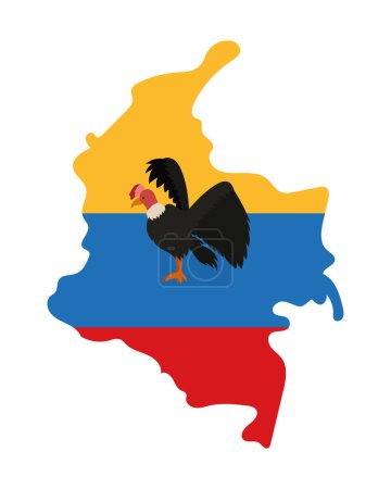 Illustration for Colombian map with condor vector isolated - Royalty Free Image